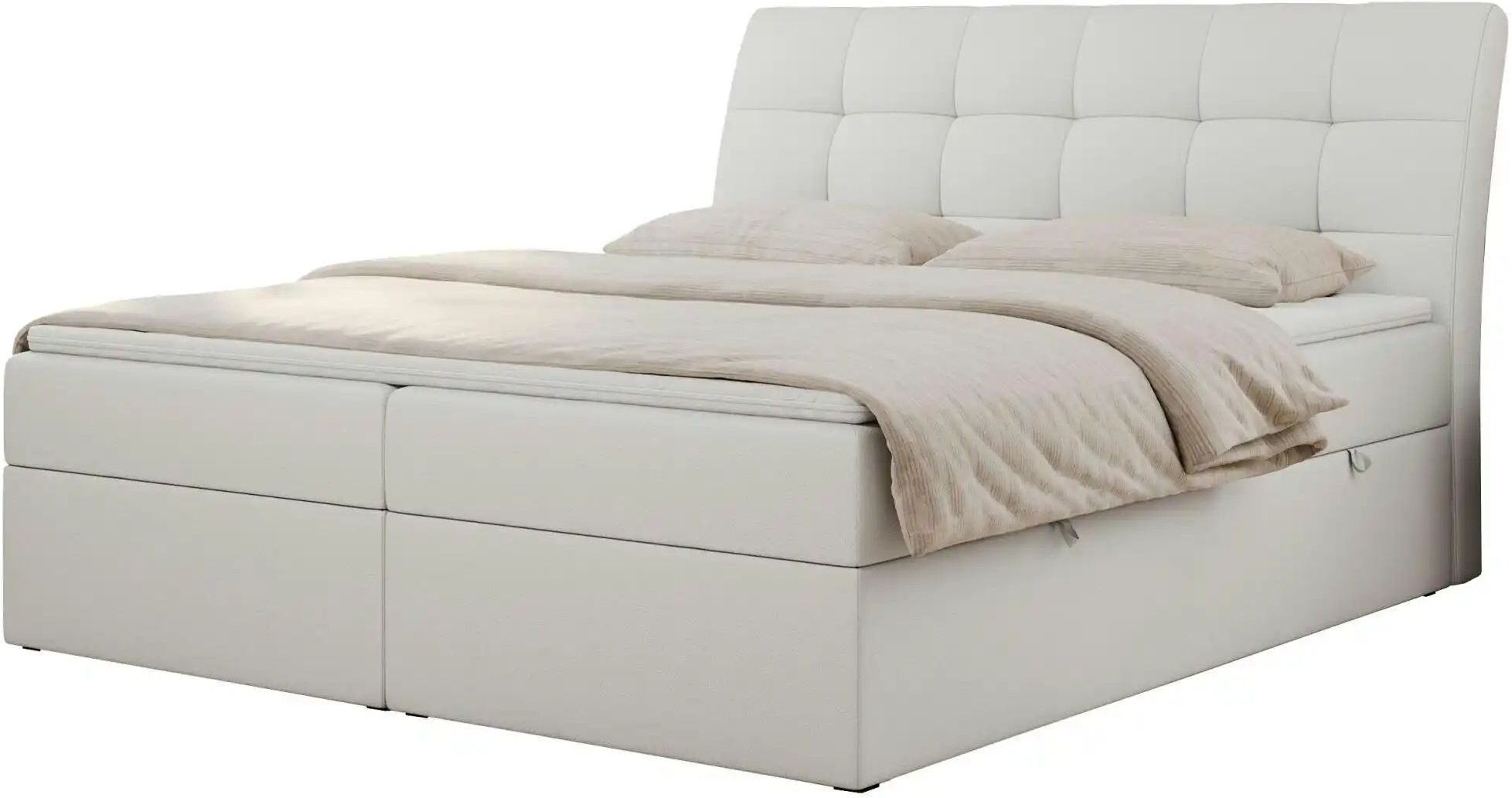 Höffner Boxbett mit Bettkasten Diegos ¦ weiß ¦ Maße (cm): B: 180 H: 118