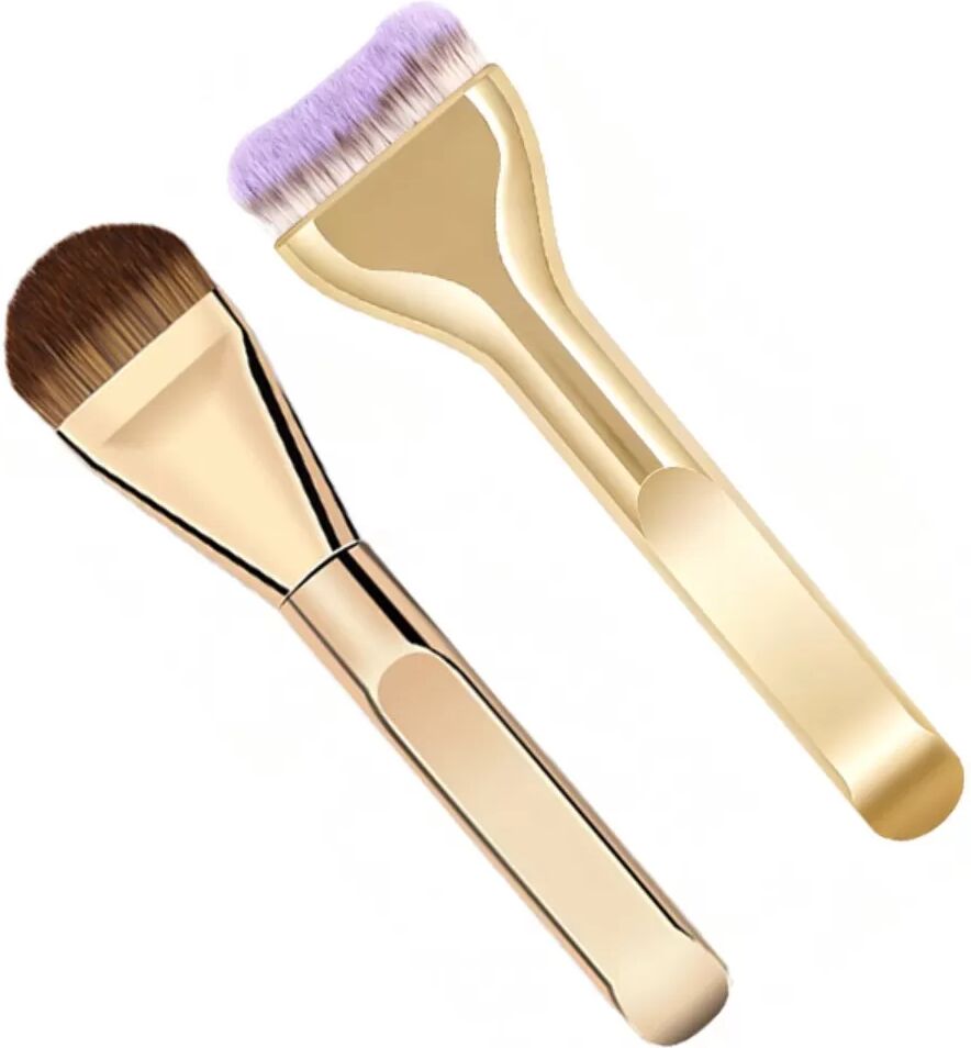 INF Zungenförmiger Ultra-Dünner Flacher Foundation-Pinsel - 2er Pack, Weiche Synthetikhaare, Breiter Paddle-Kopf für Nahtlose Gold