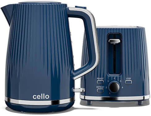 Cello Aria Nocturn Blue 2 Slot Toaster & Kettle