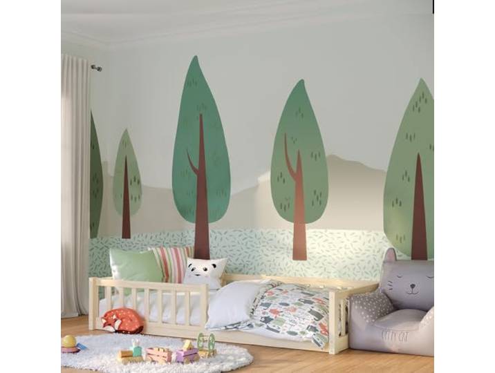Bellabino Vere Bodenbett 90x200 cm, Massivholz Kiefer, Kleinkindbett, Natur Montessori Kinderbett mit Rausfallschutz & Lattenrost, Massivholzbett für Jungen & Mädchen aus Holz Kiefer, Kleinkindbett