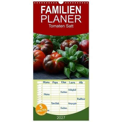 Familienplaner 2027 - Tomaten Satt mit 5 Spalten (Wandkalender, 21 x 45 cm) CALVENDO