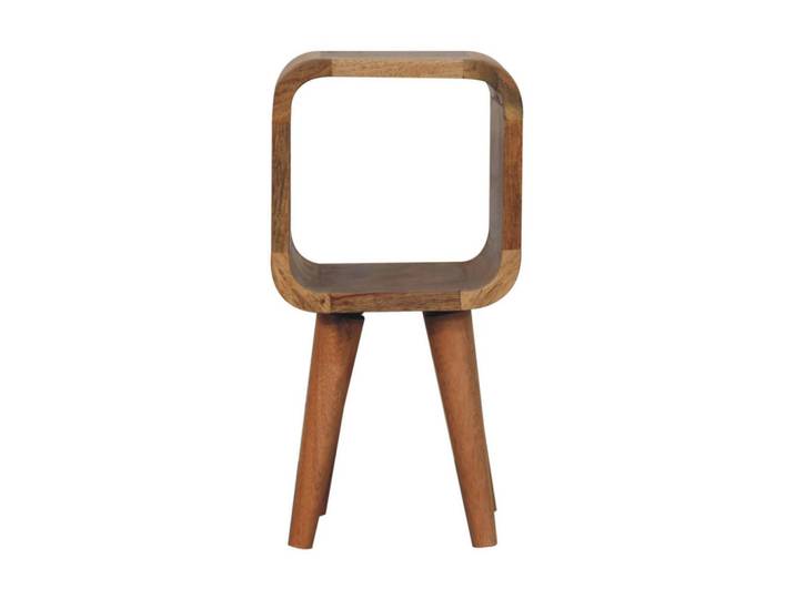 Artisan Furniture Nachttisch Massivholz Extra Mini Minimalistisch Gebogen Oak-ish, Offenes Fach, Hellbraun, Mangoholz, Echtholz,Mangoholz, 1 Fächer, Rechteckig, 20x40x20 cm, Schlafzimmer, Nachttische