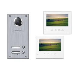 2-Familienhaus Video Türsprechanlage Gegensprechanlage – 2x Monitor 7 Zoll (schwarz)