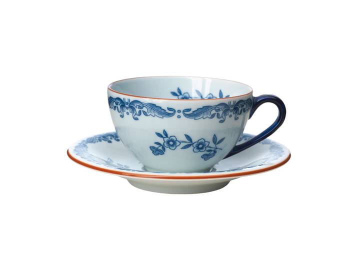 Rörstrand Coffret cadeau Tasse avec soucoupe Ostindia 16 cl Bleu-blanc