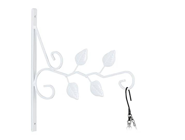 Relaxdays Crochet de Suspension pour Plantes\, Forme Branche\, Montage Mural\, Fer\, 30x29\,5x2cm\, intérieur/extérieur\, Blanc