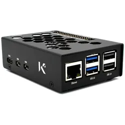 KKSB Gehäuse für Raspberry Pi 5, GPIO Zugang, lasergeschnitten, sandgestrahlt, Aluminium, schwarz