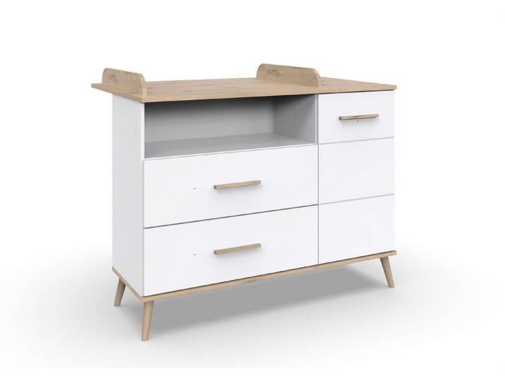 Wimex Wickelkommode in Weiß, Absetzung Viking-oak Dekor - 122x101x75 (BxHxT)