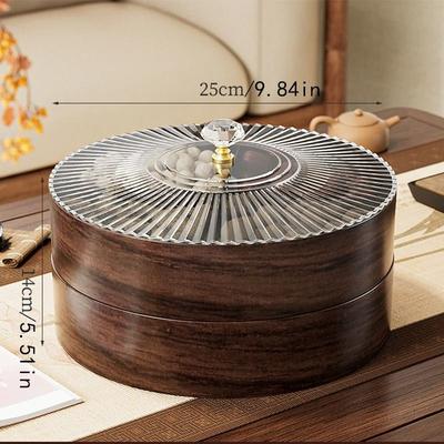 KitchenCuration Wood Grain Plastic Dried Fruit Storage Box With Lid Multi Compartment Snack Tray For Home 2