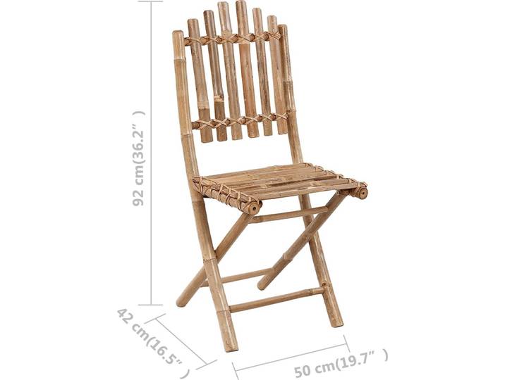 vidaXL - Opklapbare - stoelen - (2 - stuks) - met - kussens\, - bamboe