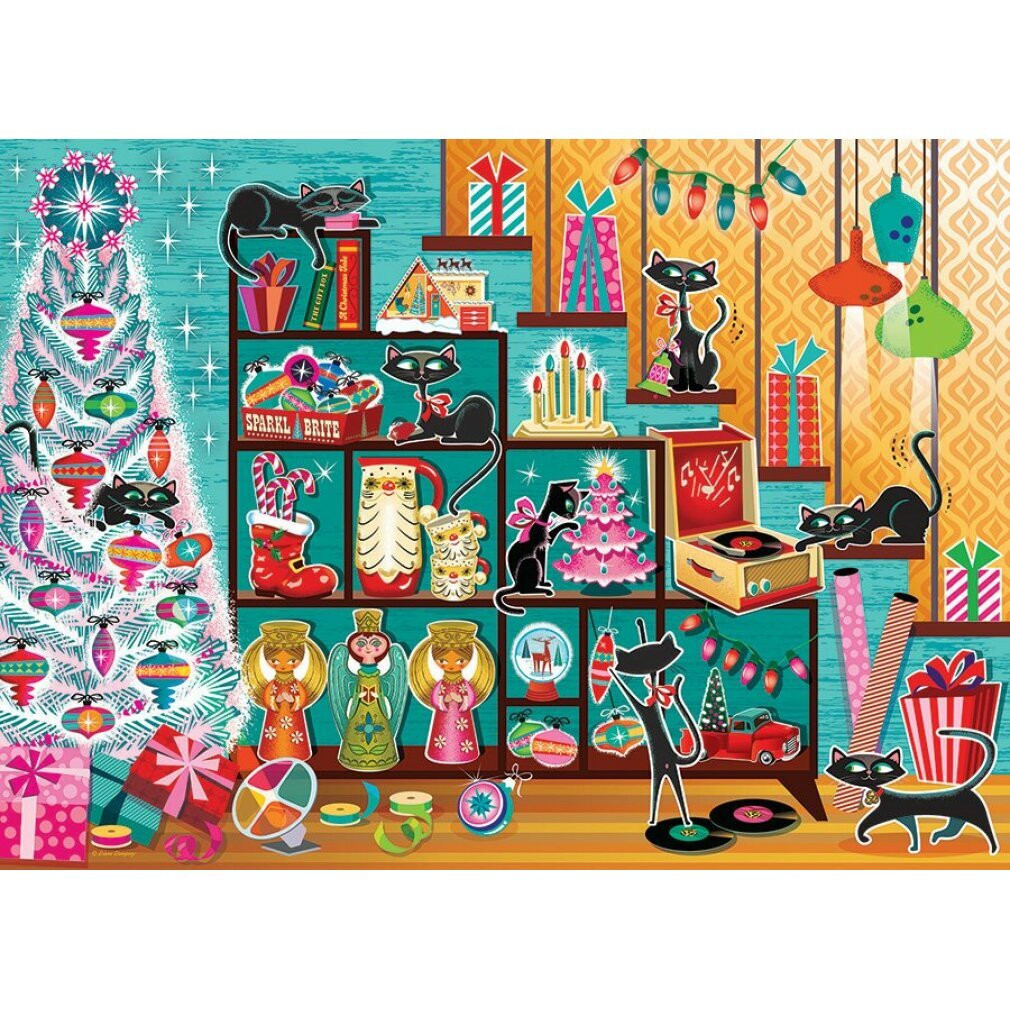 Cobble Hill Kerstkatten Legpuzzel, 1000 stukjes