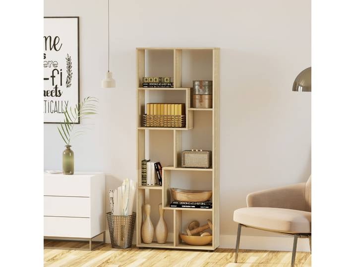 HOMCOM Bibliothèque Zig Zag Bois Naturel 70x24x178 cm
