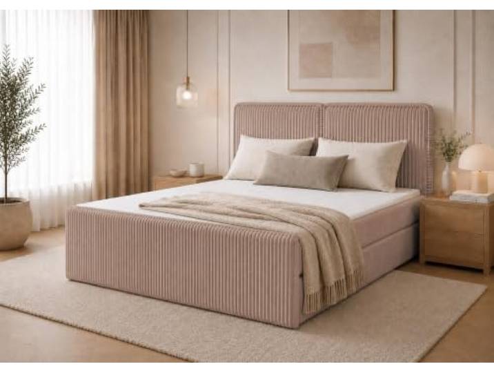 EURO-MOEBEL Boxspringbett ALIS Bett Doppelbett mit Bonell Matratze, Bettkästen (Braun - Tilia 17, 140 x 200 cm)