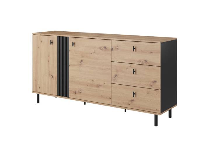 Commode effet bois Crème et Noir