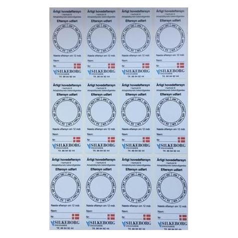Silkeborg STIGE Aufkleber ohne Jahreszahl, für Überholung, Bogen mit 12 Aufklebern (12 Sticker) (5703703322206)