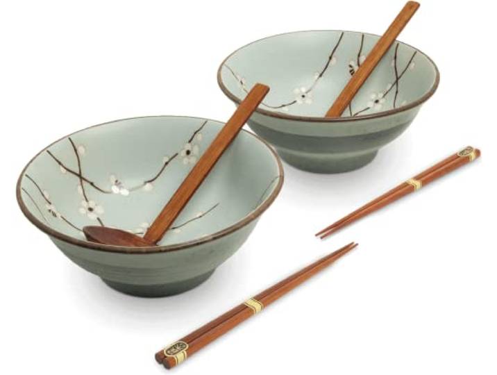 EDO JAPAN - RAMEN BOWL SET/6 HANA LICHTGROEN O/22CM H9CM