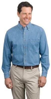 Port Authority PAS600 Long Sleeve Denim Shirt in Faded size 2XL   Cotton S600
