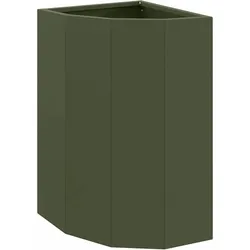 Helloshop26 - Moderne Eck-Pflanzkübel 30 x 30 x 50 cm schlichtes Design Outdoor aus olivgrünem Stahl