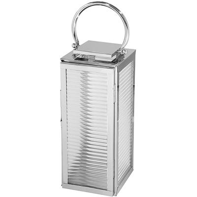 Kerzenlaterne FINK "MALAGA", silber (silberfarben), H:43cm Ø:18cm, Metall, Kerzenhalter, mit bruchsicherem Glas