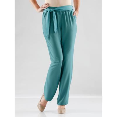 Palazzohose CLASSIC BASICS, Damen, Gr. 38, Normalgrößen, blau (türkis), 100% Polyester, unifarben, lang, Hosen Palazzohose