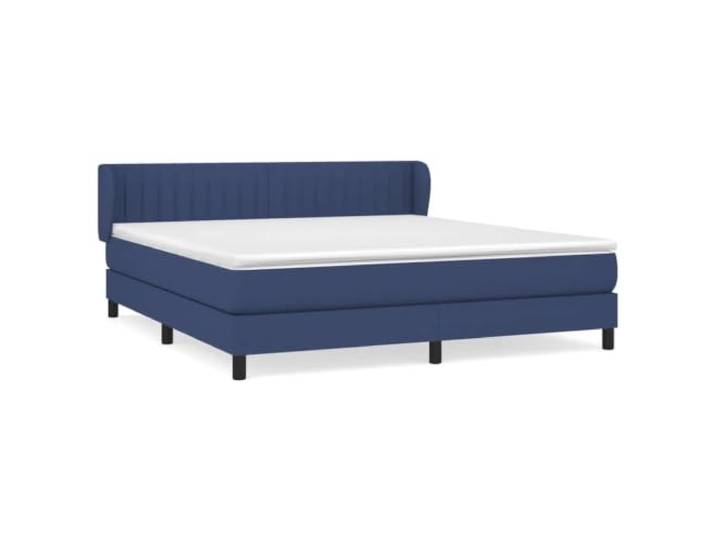 PUGYNBK Boxspringbett mit Matratze, Blau, 180 x 200 cm Verstellbares Kopfteil, Taschenfederkerne, mittlere Festigkeit, atmungsaktiv
