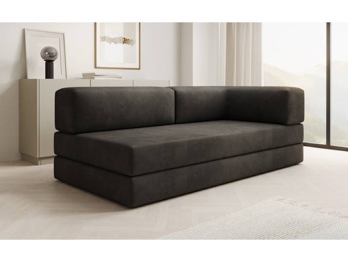 Designer Sofa-Chaise Longue Lazy in Samt - Anthrazit - Samt - Luxusbetten24
