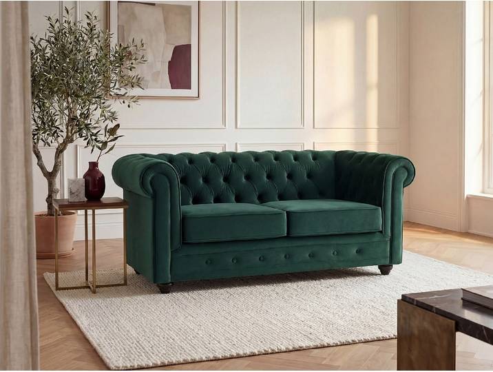 Sofa 2-Sitzer - Samt - Grün - CHESTERFIELD