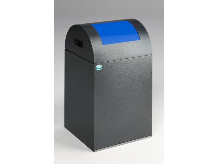 PROREGAL® Mülleimer Selbstlöschender Wertstoffsammler 43L 60x32x32cm Grau-Blau