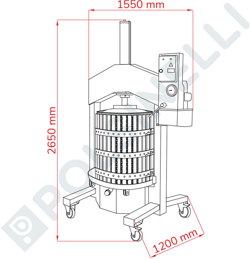 Polsinelli Presse Verticale Alfa 70 Inox avec Cage Amovible