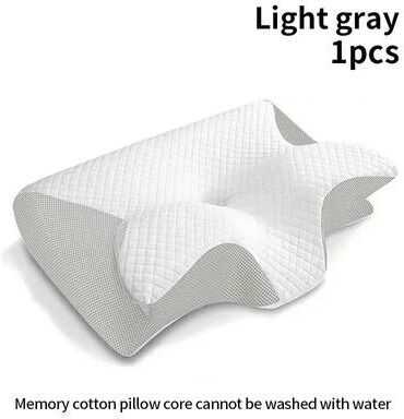 Multicon Wholesale Hub Ergonomic Memory Foam Pillow For Travel, Cervical Neck Support,Design To Help Sleep And Protect Neck light Gray
