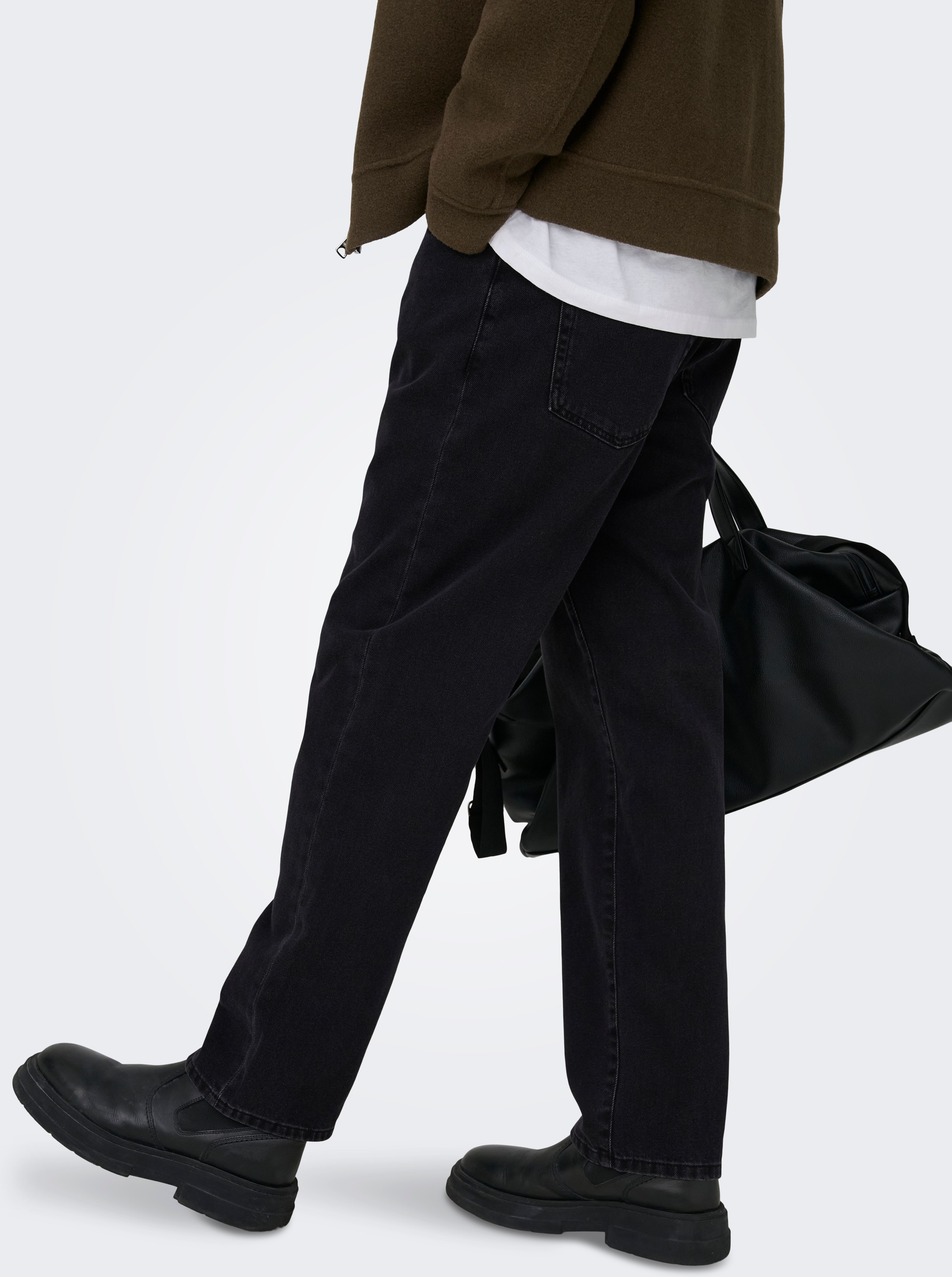 Regular-fit-Jeans ONLY & SONS "ONSEDGE STRAIGHT JAX BOX TAI DNM NOOS", Herren, Gr. 30, Länge 32, schwarz (washed schwarz), Denim/Jeans, Obermaterial: 100% Baumwolle, unifarben, regular fit knöchellang, Jeans Regular-fit-Jeans washed schwarz 30, Länge 32