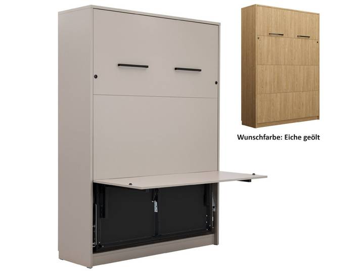 QMM TraumMöbel Schrankbett GN 120x200 mit LED und optionaler Schreibtisch-Funktion (Möbelstück, 1-St., Schrankbett vertikal 120x200 mit LED & mit/ohne Schreibtisch-Funktion) mit LED-Beleuchtung, mit Schreibtisch-Funktion optional erhältlich