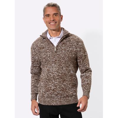 Polokragenpullover CLASSIC "Pullover", Herren, Gr. 52, braun (schoko, meliert), 100% Polyacryl, meliert, Pullover