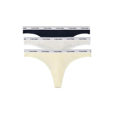 Tanga "THONG 3PK", Damen, Gr. XL (42), Jersey, bunt (shoreline, snow heather, pear sorbe), Jersey, Obermaterial: 90% Baumwolle, 10% Elasthan, CALVIN KLEIN UNDERWEAR, unifarben, körpernah, Unterhosen Tanga, Körpernahe Passform mit elastischem Bund