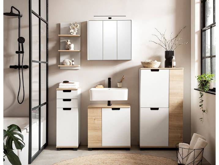 Meuble midi Emmik 60 x 117 x 33cm Blanc/Blanc