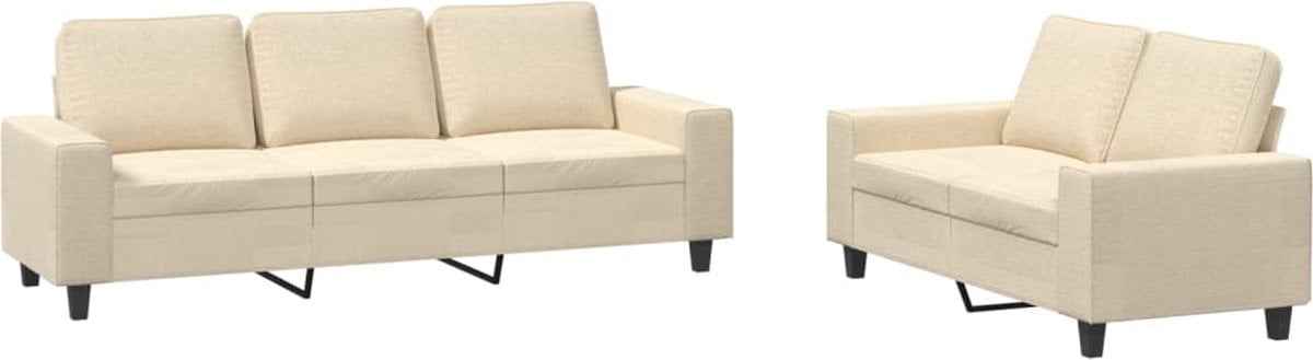 vidaXL 2-delige loungeset in crèmekleurige stof