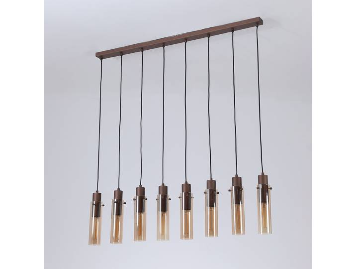 Suspension Suède Type A 7 x 32 x 110cm Marron 8 Acier thermolaqué Verre coloré E27