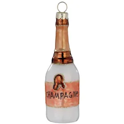 Christbaumschmuck Glas 10cm Champagnerflasche Figur Handbemalt Weihnachtsbaum Anhänger Weihnachten Christbaumanhänger Weihnachtsbaumschmuck Weiß Rosé