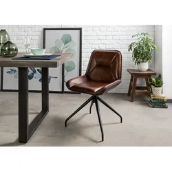 Stuhl Echtleder 49x56x83 braun IRON LABEL #108