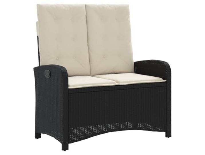 KTHLBRH Gartenmöbel-Set, 2-teilig, mit Kissen, schwarz, Polyrattan Verstellbare Sitzbank, Ausziehtisch, waschbare Bezüge, Verwendung im Außenbereich