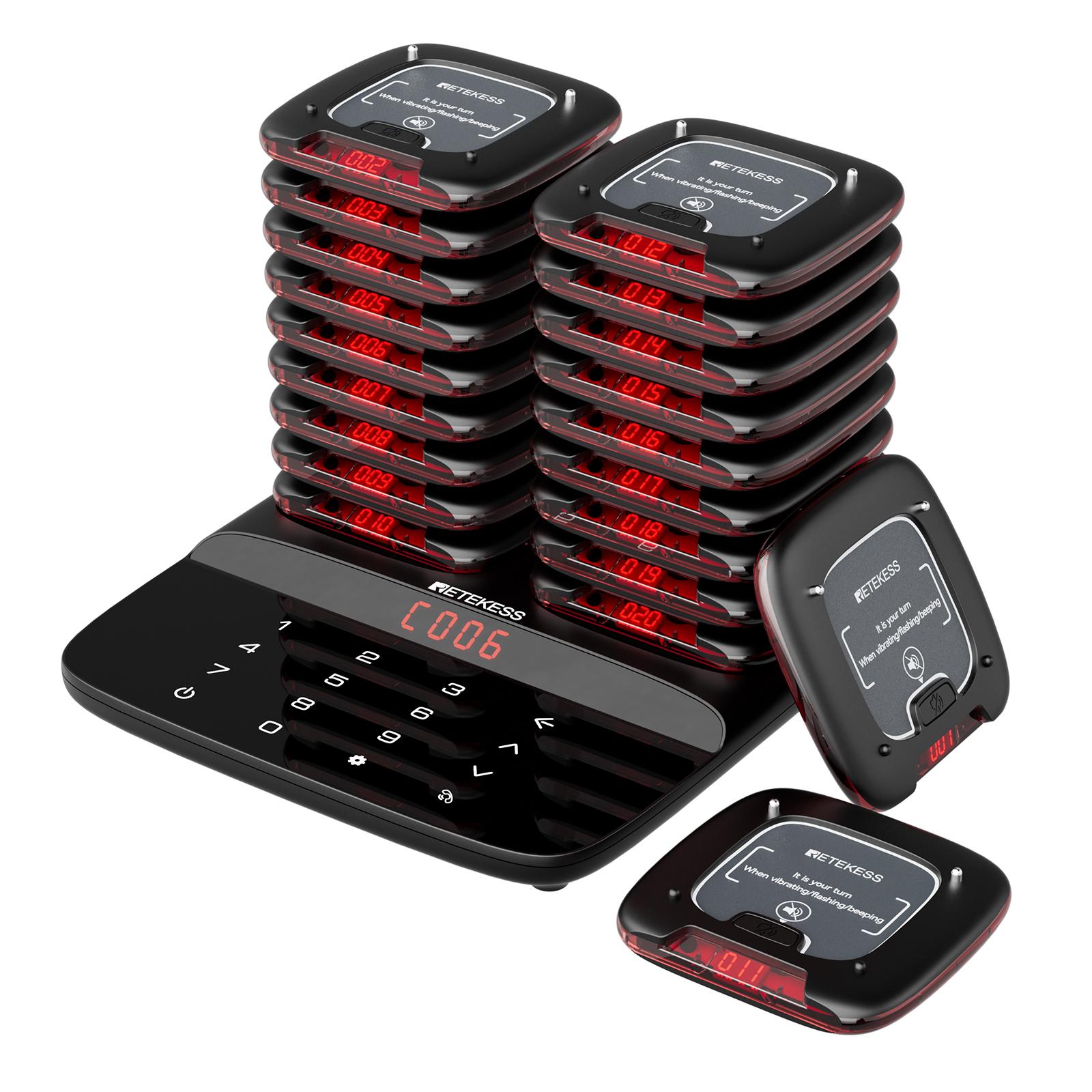 Restaurant-Pager-System TD188 - stabile Rufübertragung bis 800 m, Touch-Tastenfeld, Gruppenruf, Schnellabruf - ideal für Restaurants, Bars, Cafés
