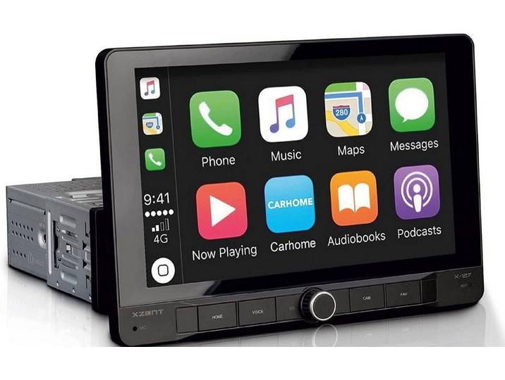 Xzent X-127 1-Din 9 Infotainer mit CarPlay und GAA Autoradio (RDS, AM/FM Radio, Animiertes Display, Freisprecheinrichtung, 1 DIN)
