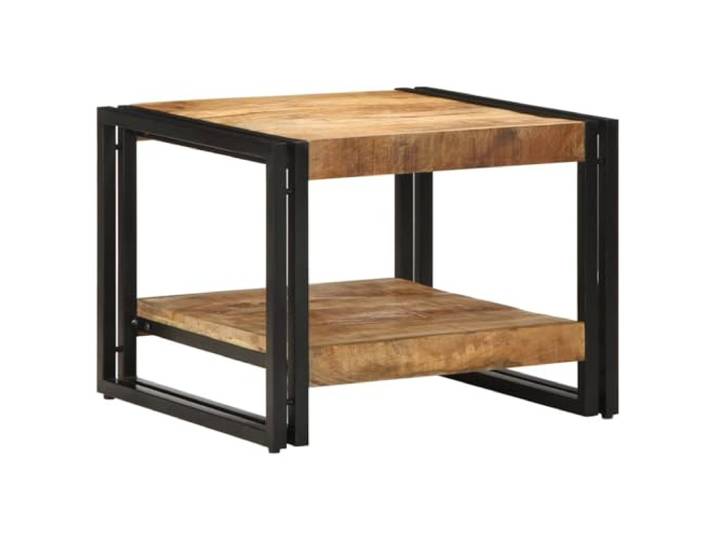 Todiikf Couchtisch 50x50x38 cm Massivholz Mango Beistelltisch Metall Kompakter Wohnzimmertisch aus echtem Naturholz und robustem Metallgestell für Snacks, Getränke oder Dekoration.