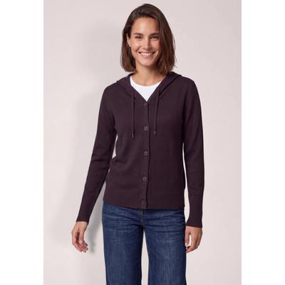 Cardigan CECIL, Damen, Gr. 3XL (48), braun (eggplant rot melange), Strickjacken, mit Kapuze mit Tunnelzugband