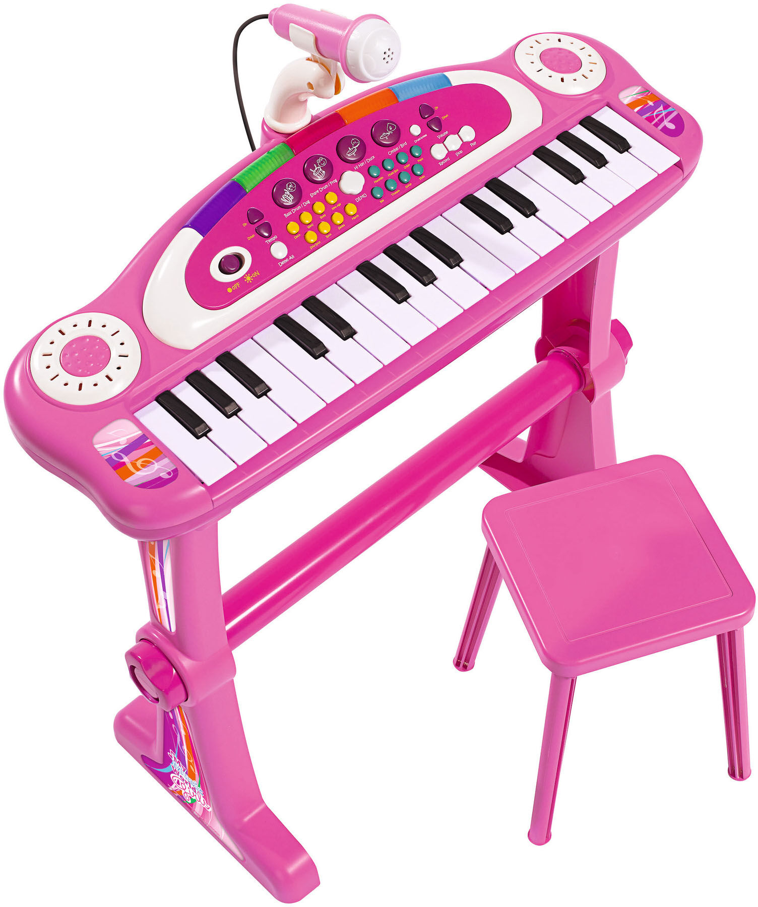 Spielzeug-Musikinstrument SIMBA "My Music World Keyboard, pink", rosa, Spielzeug-Musikinstrumente, KinderH:50cm, Spielzeug-Musikinstrument, mit Hocker und Mikrofon, H:50cm