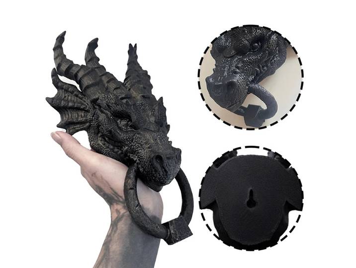 Heurtoir de porte de Dragon, décoration de maison gothique, décoration murale de Dragon pour la maison et le bureau, décoration de Statue de tête de Dragon