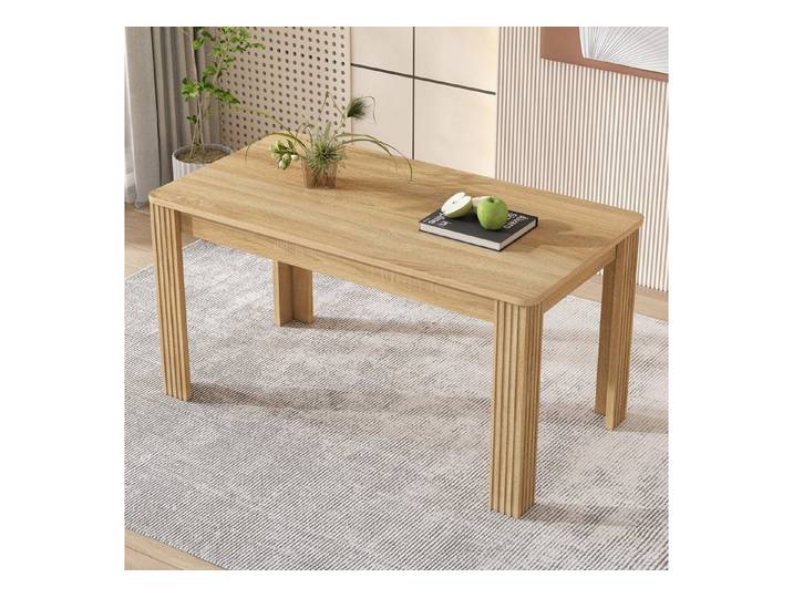OKWISH Esstisch Eichenholz Wohnzimmertafel Vierbeingestell modernes Rechteckdesign, 117*68*75cm