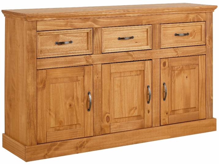 Sideboard GOODPRODUCT Selma , beige (natur gewachst), B:145cm H:87cm T:38cm, MDF, Massivholz, Sideboards, Sideboard, Kommode aus massivem Kiefernholz, Breite 145 cm