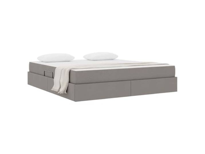 KTHLBRH Boxspringbett Taupe 160 x 200 cm mit Matratze Metallrahmen, hydraulisches Heben, Stauraum, starre Latten