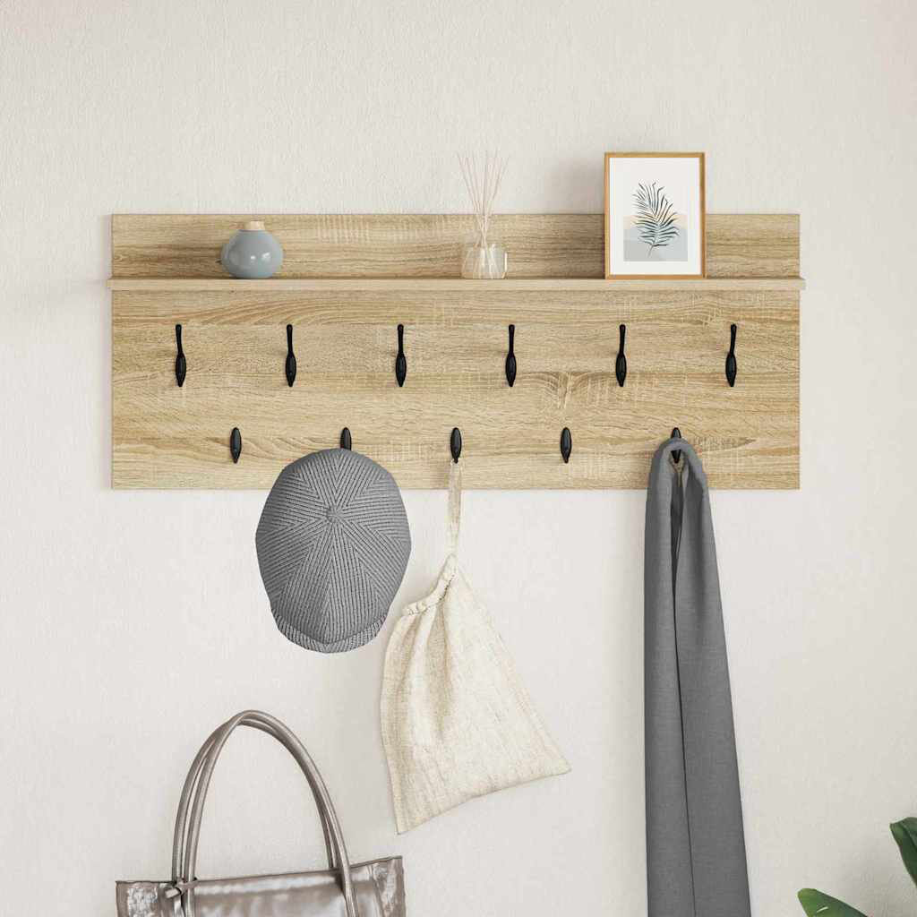 Latitude Run Wall-Mounted Coat Rack With Shelf Engineered Wood Sonoma Oak 12cm H X 100cm W X 40cm D