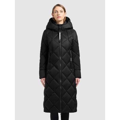 Steppmantel KHUJO "CILIA2 MATT", Damen, Gr. L, schwarz, Web, Obermaterial: 100% Nylon. Futter: 100% Nylon. Wattierung: 100% Polyester, unifarben, kniebedeckend, Rippbündchen, Mäntel Steppmantel, elastische Bündchen am Ärmelfutter